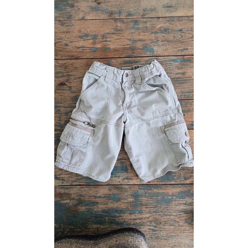 Boys Shorts Cargo Khaki Gray Wrangler Size 8 100% Cotton Pockets